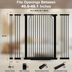 40.55" Extra Tall Baby Gate for Doorways, 40.6-49.1 in Wide Dog Gate Indoor, Walk Through Tall Pet Gates No Drilling, Pressure Mounted Child Safety Gate with Door for House Doggie, Black
