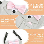 Tuxedo Dog Collar for Wedding Engagement and Birthday,Adjustable Formal Dog Bandanas Collar with Bow Outfit,Suitable for Small Medium Large Dog