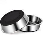 Dog Bowls Durable Heavy Duty Stainless Steel Dog Bowls Non-Slip Basic Bowl for Dogs with Rubber Base (2 Pack, 3 Cups)