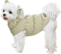 Winter Warm Dog Jacket for Small Medium Dogs Cats Cold Weather Coats with Harness Paded Dogs Fleece Vest Waterproof Windproof Dog Snow Jacket Pet Puppy Clothes (Khaki,XXL)