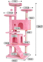 BestOffice 54 Inch Cat Tree, Multi-Level Cat Tower with Condo, Perches, Sisal Scratching Posts, Climbing Ladder,Indoor Activity Center Play House for Kittens & Adult Cats, Pink