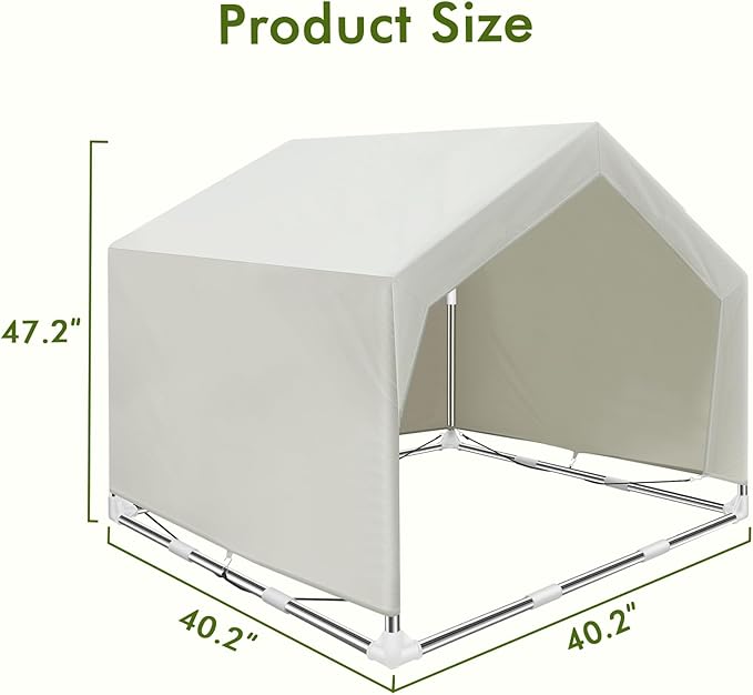 Outdoor Large Pet Shade Shelter Tent - Stainless Steel Frame with Ground Stakes for Stability, Spacious Sun Canopy for Dogs, Cats & Other Pets
