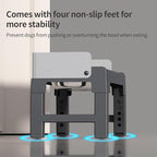 PAKEWAY Elevated Dog Bowls, Spill Proof, Tiltable Dog Feeder with 2 Stainless Steel Bowls, 6 Height Adjustable Raised Bowl