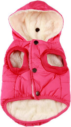 Fleece Lining Extra Warm Dog Hoodie in Winter,Small Dog Jacket Puppy Coats with Hooded Pink S