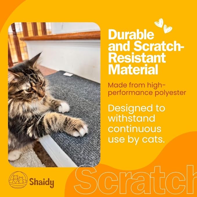 Shaidy Cat Scratch Wall Pad 24x15” - Corner Wall Scratcher for Cats, Self-Adhesive Cat Scratcher for Indoor Cats, Prevents Furniture Scratching, Cat Scratching Mat, Modern Dark Gray Design