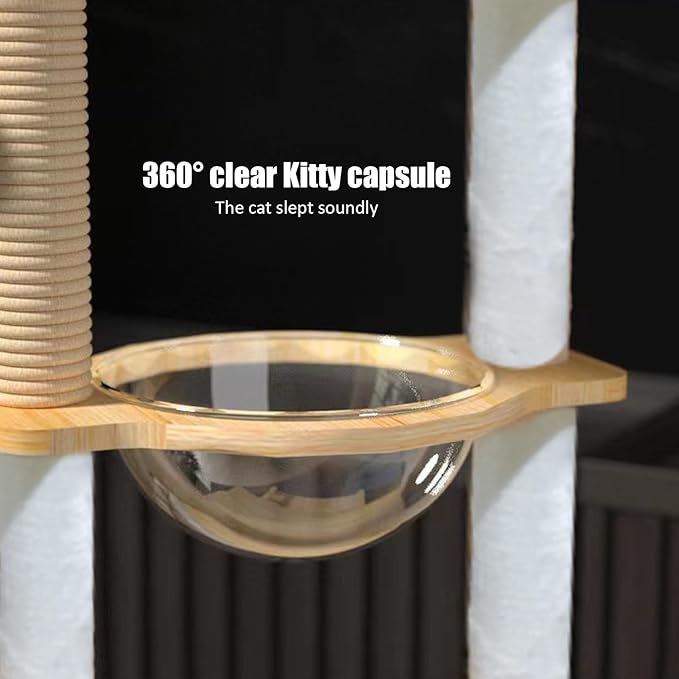 Cat Scratch Tower | Tall Cat Tower with Top Perch, Clear Hammock | Pet Supplies, Modern Cat Tower, Pet Activity Tree for Indoor Cats Kittens