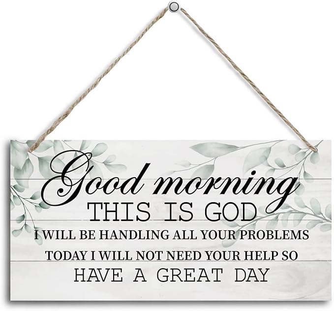Good Morning This is God Inspirational Quote Wooden Decor Sign, Bible Verses Decor Signs, Hanging Printed Wooden Plaque Decor, Rustic Home Decor Sign, Hanging Christian Gift 12x 6inch