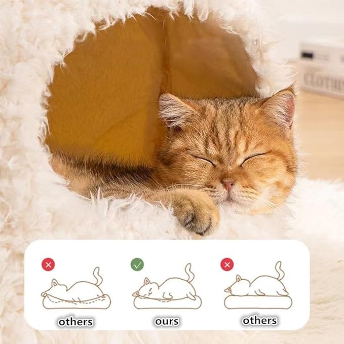 Cat Bed for Indoor Cats Large Cat Bed Cave Durable Cat Tent Bed with Removable Washable Cushion for Pet Cats and Dogs (Deer Style, M (18.9 X 18.9 X 16.9 Inch))