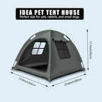 Open Design Pet Tent, Cozy Monitoring Bed for Cats & Puppies, Breathable Mesh Walls for Security & Ventilation, Indoor Outdoor Travel, Grey