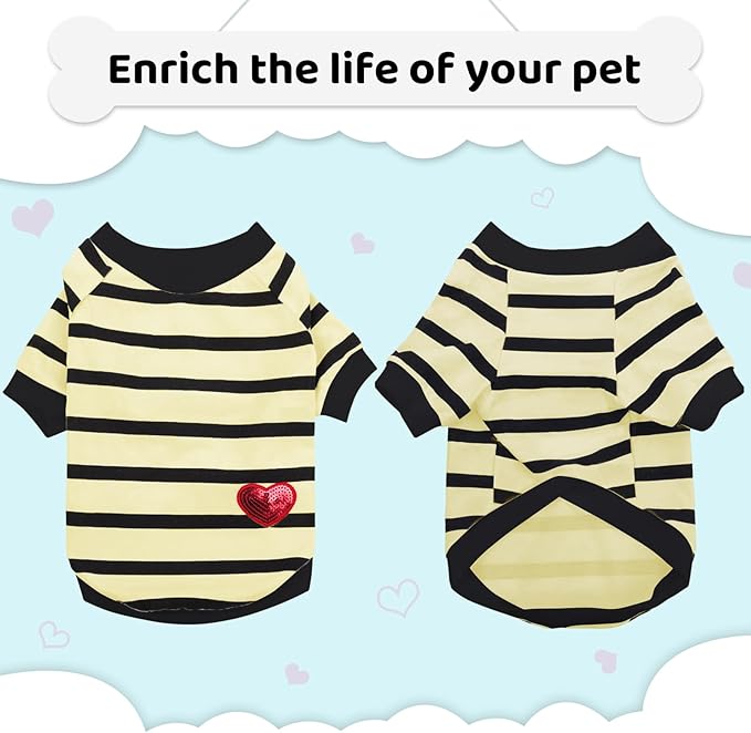 Dog Shirts for Large Dogs Cats, Dog Striped T-Shirts Dog Vest Pet Apparel Tee Shirts Spring Summer Suitable for Small and Medium Large Pets French Bulldog Bichon, Beige L