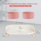Elevated Ceramic Dog Bowl Set - Double Dog Feeding Bowls with Stand Splash Proof - Raised Dishes for Food and Water - Ideal for Small to Medium Dogs - 2 x 850 ml - 28.74 oz