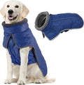 Fragralley Dog Coat Large, Waterproof Dog Jacket with Warm Fleece Lining, Adjustable Reflective Dogs Winter Coat, Turtleneck Pet Coats for Cold Weather (Blue XXL)