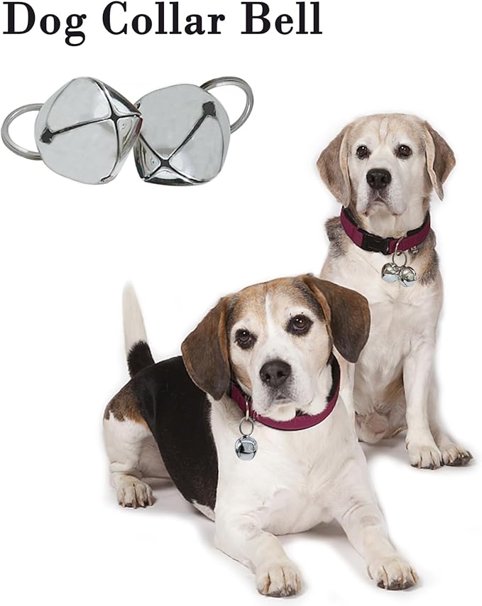 Large Dog Bells, Collar Loud Bells, Pet Tracker，Pet Loss Prevention, Handmade Metal(Silver)