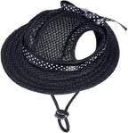Round Brim Princess Hat Visor Hat Pet Dog Mesh Porous Sun Hat with Ear Holes for Small, Extra Small Dog Teddy, Pug, Chihuahua, Shih Tzu, Yorkshire Terriers, Papillon Black M
