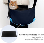 Dog Sling Carrier for Small Dogs and Cats, Lightweight Collapsible Pet Travel Bag with Adjustable Strap, Side Pockets & Breathable Mesh (Navy Blue, 15.7" L x 5.9" W x 8.6" H)