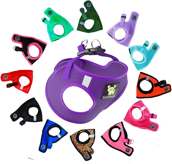 EcoBark Step in Dog Harness - Eco-Friendly Dog Harnesses for for Small & Medium Breed Dogs - Reflective and Adjustable Chest Body Halter Vest -Soft Luxurious Mesh (Purple, XL)
