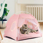 Pawstrip Dog Tent Indoor Cat House Pink Puppy Bed Portable Pet Teepe Princess Dog Camping Tent Outdoor Kitten Houses Cute Bunny Nest Girl Kitty Cave, Medium (15.7"x15.7"x14.6")