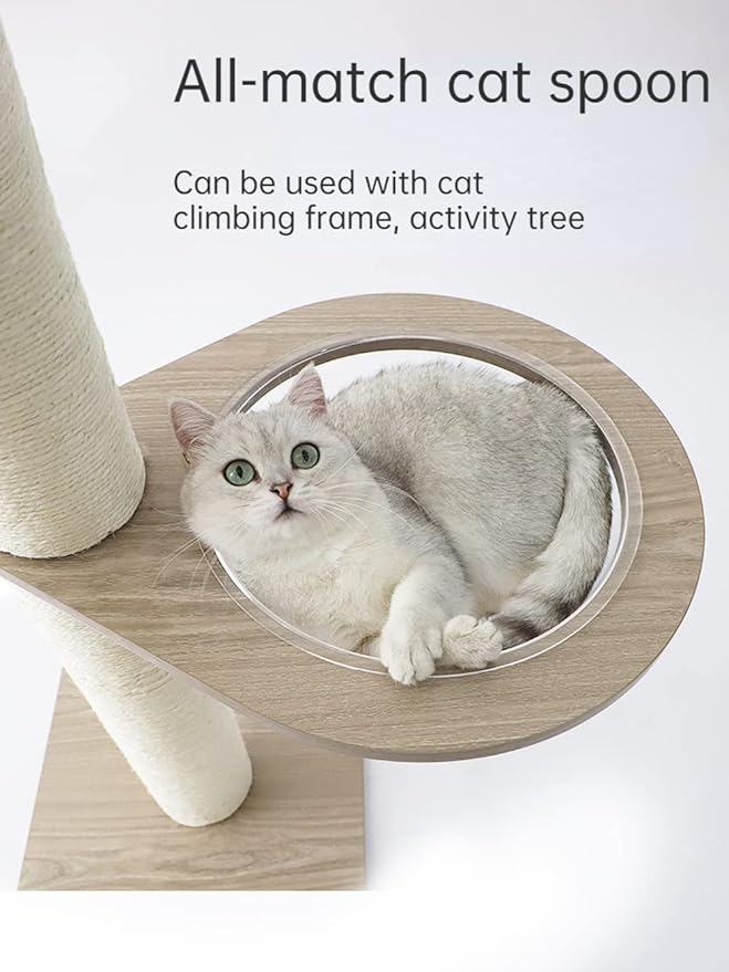 Transparent Cat Spoon Hammock for DIY Cat Tree Cat Tower Cat Apartment Sisal Scratching Post with Jumping Platform and Cat Ring DIY Cat Furniture Activity Center Kitten Playhouse (Beige)