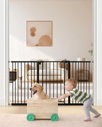 keny 29"-55" Extra Wide Baby Gate, Pressure Mounted No Drilling Dog Gate for Stairs Doorways, Easy Walk Through Safety Gate for Babies or Pets, 30" Tall, Black
