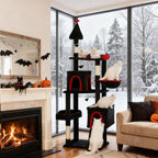 Stylish Cat Tree Tower with Sisal Scratching Posts, Cozy Condo, and Plush Perches for Climbing, Resting, and Play (Black Multi + Cotton + Particle Board)