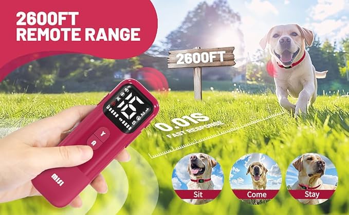 Dog Training Collar,Non-Shock Luxury Bark Collar-Adjustable Fit, No Shock for Small,Medium,Large Dogs, Advanced Technology with Remote, Automatic Bark Collar, Rechargeable, Anti-Barking,Red