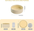 SPUNKYJUNKY 13.5OZ Ceramic Dog and Cat Bowl, Modern Cute Weighted Food Water Bowl for Replacement Beige (2 Pack)