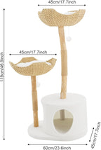 Modern Cat Tree, 47" Cat Tree Tower for Large Cats, Indoor Cat Condo with 2 Spacious Basket & Scratching Posts, Adult Cats Furniture with 2 Hanging Balls, for Living Room, Bedroom