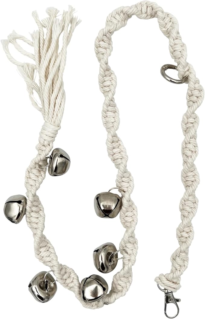 Adjustable Dog Potty Training Door Bells, Twisted Rope Puppy Bell Ring for Going Outside, Loud Metal Bells