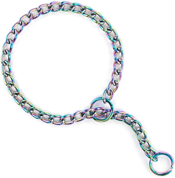 TSPRO Stainless Steel Heavy Duty Metal Dog Collar, Adjustable and Durable Dazzling Pet Collar for Medium to Large Dogs, Ideal for Walking and Training (Sparkly, 4MM*20.5-23 inches)