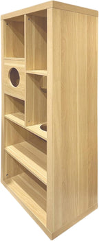 4 Cats & Dogs Cliff Jr. Cat Tree Bookshelf – Stylish Multi-Level Cat Climbing & Hiding Shelf, Space-Saving Bookshelf with 7 Levels, Wall-Mounted Secure Cat Furniture, Oak (58.5" x 23.75" x 15.5")