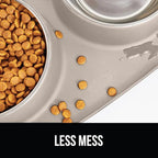 GORILLA GRIP Feeding Mat Bowl Set, 4 Cup 100% Waterproof BPA Free Silicone Base, 304 Stainless Steel Cat and Dog Bowls for Food and Water, Slip Resistant, High Edge, US Designed, Patent Pending, Beige
