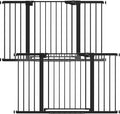 Cumbor 2 Pack 30-54" Baby Gate for Stairs, Dual Lock & Self-Closing Dog Gate for Doorways, Easy Install Pressure Mounted Pet Gates Indoor, Easy Walk Thru Wide Safety Proofing for Babies & Pets, Black
