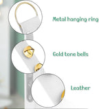 Frienda Hanging Jingle Sleigh Bells 7-Bell Dog Doorbells for Door Knob Faux Leather Belts Go Outside Dog Bells Christmas Decor and Holiday Decorations, 18.7 x 1.8 x 1 Inches(White with Gold)