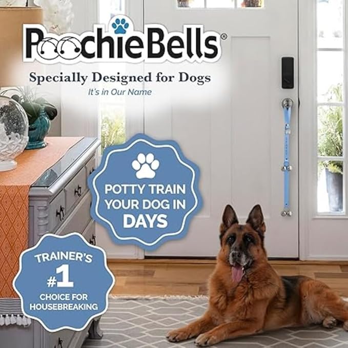 Personalized with Your Dog's Name PoochieBells for Dog Potty Training Bell, Quick & Easy Puppy Potty Training Method Included, Handcrafted in USA w/Loud, Paw-Safe Bells