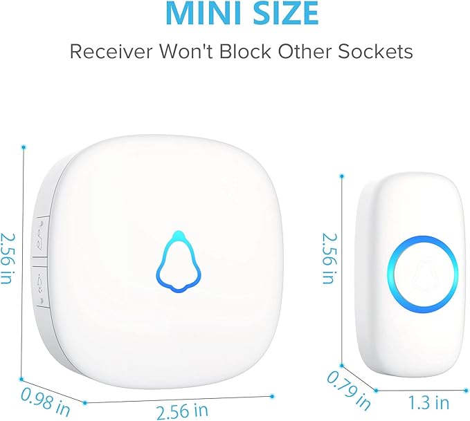 Wireless Doorbell 2 Buttons 2 Receivers, SECRUI Mini Waterproof Door Bell Operating at 1000 Feet, M520+F55 Doorbells with 52 Melodies, 5 Volume Levels & LED Flash