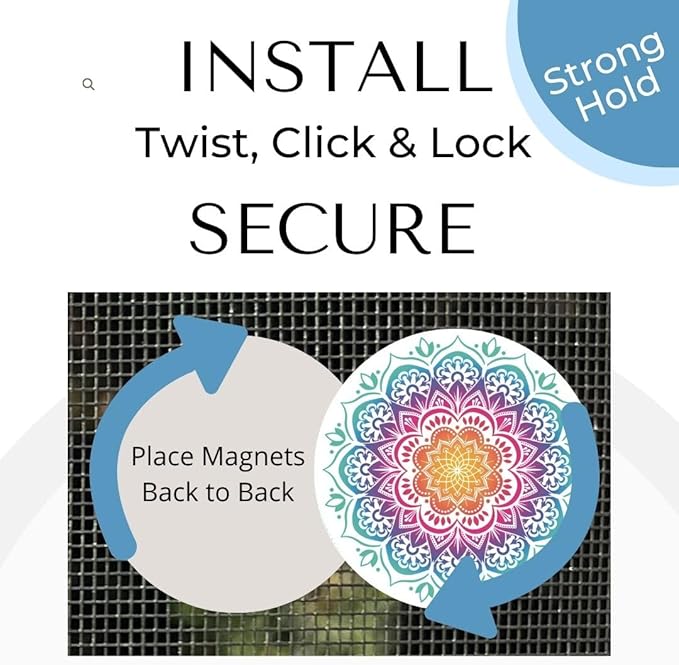 Screen Door Magnets Double Sided – Keep People, Kids, and Dogs from Running into a Screen Door. Saver - Robbins Aria Mandala