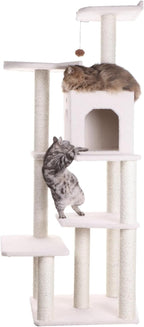 Maykoosh Cat Tree Tower 68" Six Levels Condo & Perches - Ivory