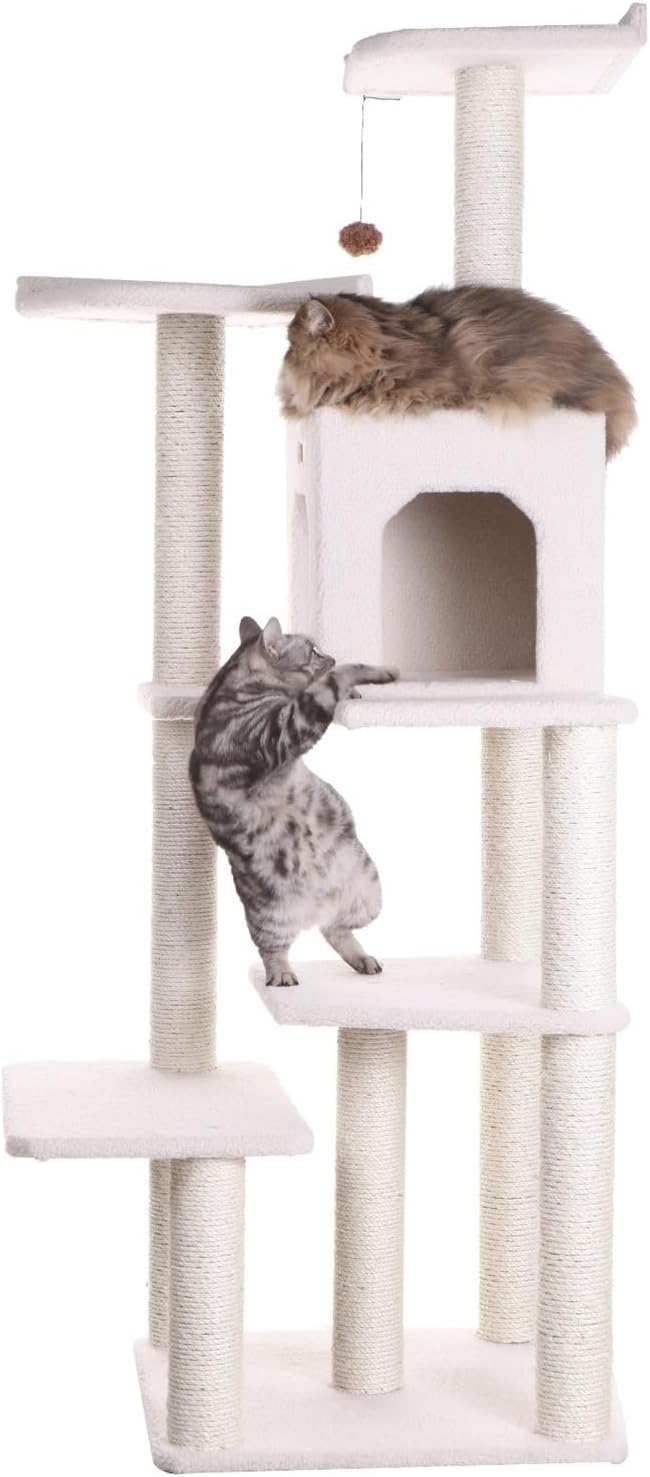 Maykoosh Cat Tree Tower 68" Six Levels Condo & Perches - Ivory