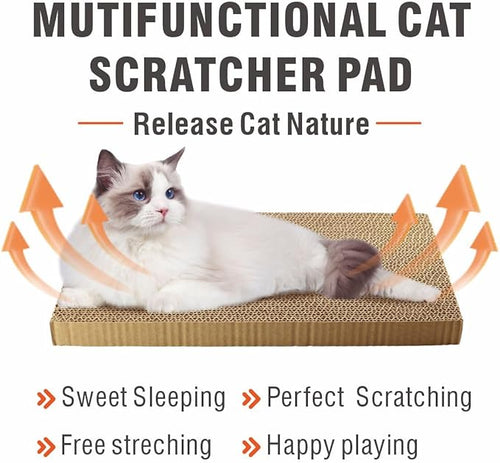 17.3 inch Extra Large Cat Scratcher pad ，5 Pack in 1 Cardboard Box for Medium Large Cat Multi-Cats, 5 PCS Reversible Cat Scratching Boards,Ex-Large Cat Scratcher Box