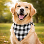 Dog Bandanas 1 Pack; Cotton Linen Black Checkered Bandana for Large Dogs; Soft Breathable Dog Accessories; Classic Dog Apparel & Accessories