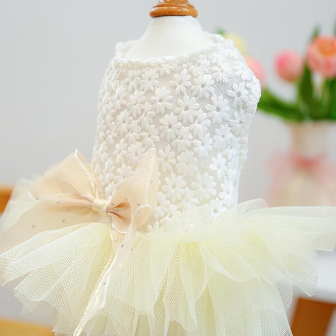 Furbabycare® Elegant Sweet Fashion Puppy Dog Blingbling Princess Skirt Pet Dog Lace Cake Camisole Tutu Dress J-White X-Small