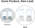 Amazon Basics Automatic Pet Water Dispenser and Gravity Food Feeder Set for Cat and Dog, Easy to Clean, 6-Pound Food Capacity, 1-Gallon, Small, Gray, Pack of 2