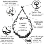 Herm Sprenger Prong Collar for Dog Training with Easy Quick Release Clicklock & Swivel Ring - German Made Dog Collar with Black Steel 3.2mm Prongs for Large Dogs (20-25" Neck)