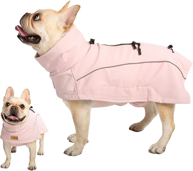 Dog Coat Warm Dog Winter Coat Waterproof Dogs Jacket with Reflective Pet Fleece Vest Zip-Up Cold Weather Coats for Large Dogs Turtleneck Windproof Coats (Pink,X-Large)