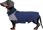 Geyecete Dachshund Coat,Dachshund Winter Coat,Warm Waterproof Windproof, High Neckine String Holes Miniature Dachshund Jacket for Small Dog-Navy-S