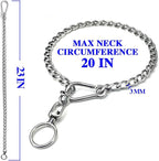 Dog Chain Collars 304 Stainless Steel Metal Chew Proof Dog Necklace Anti Winding Dog Leash Extension Lead for Small Medium Large Dogs Training and Walking. (Medium：23in x 3mm(Neck max 20in))