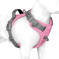 PHOEPET No Pull Dog Harness, Unique Colors Reflective Adjustable Dog Vest, with Soft Training Handle Metal Clips for Small Medium Large Dogs (Baby Pink Base & Grey Straps,S)