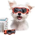Dog Goggles Dog Sunglasses for Small Breed UV Protection Windproof with Adjustable Head Straps Chin Straps for Ride Car/Hiking Travel/On Beach-Orange
