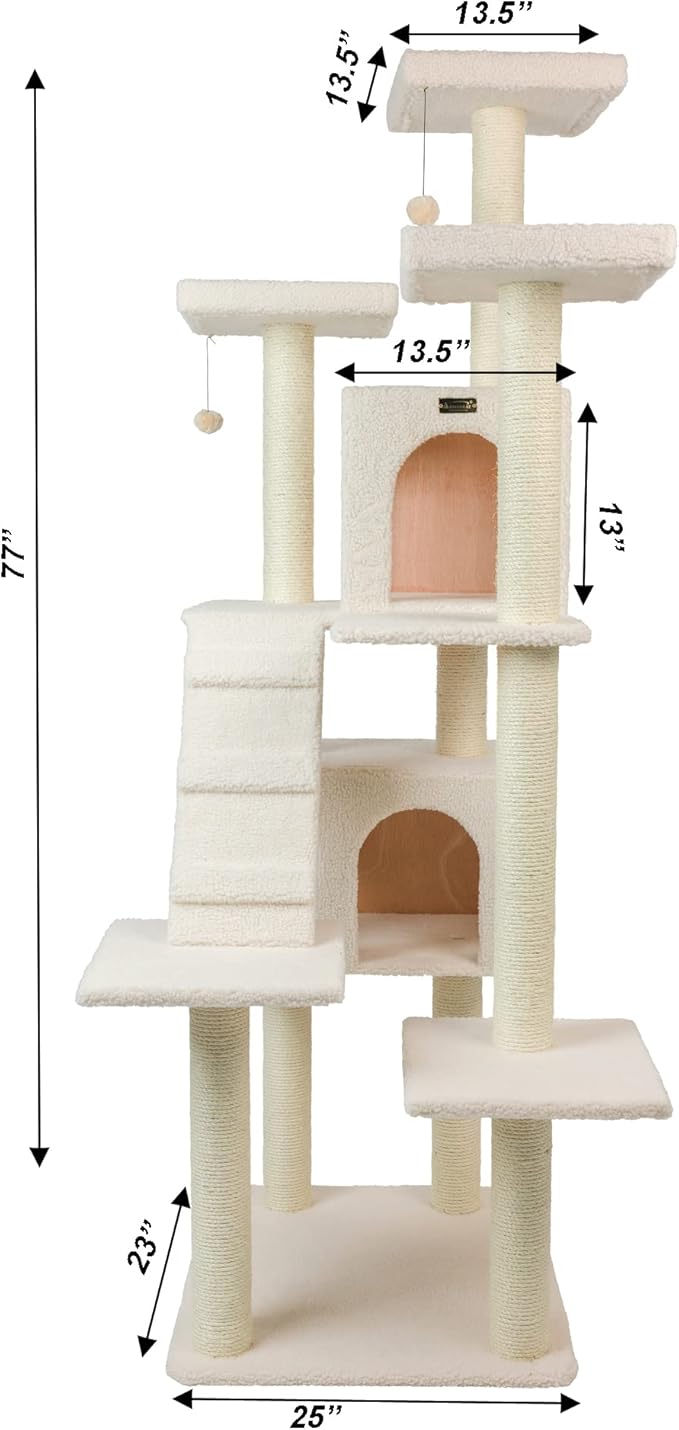 Armarkat Cat Tree Model B7701, Ivory, 36"(L)X31"(W)X77"(H)