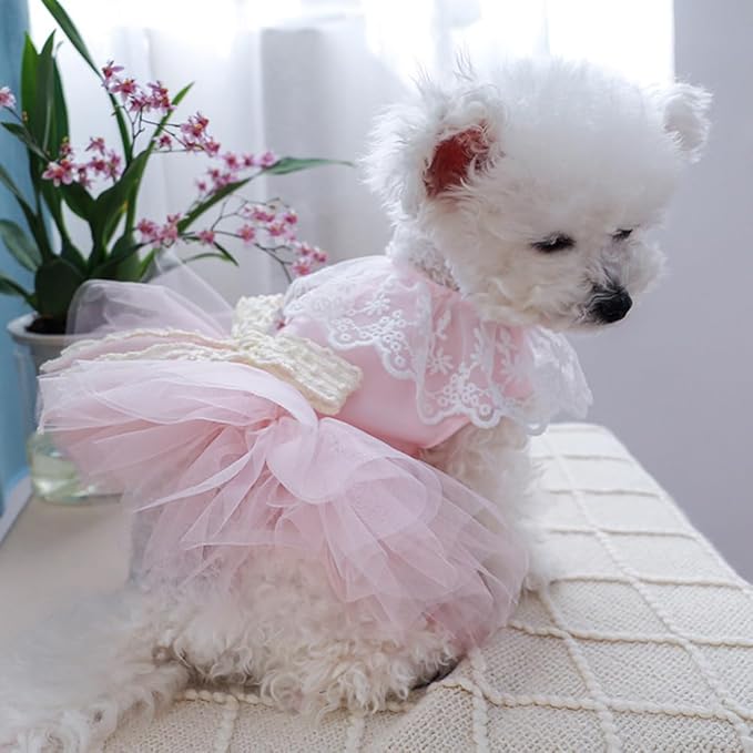 Furbabycare® Elegant Sweet Fashion Puppy Dog Blingbling Princess Skirt Pet Dog Lace Cake Camisole Tutu Dress I-Pink-1 X-Small